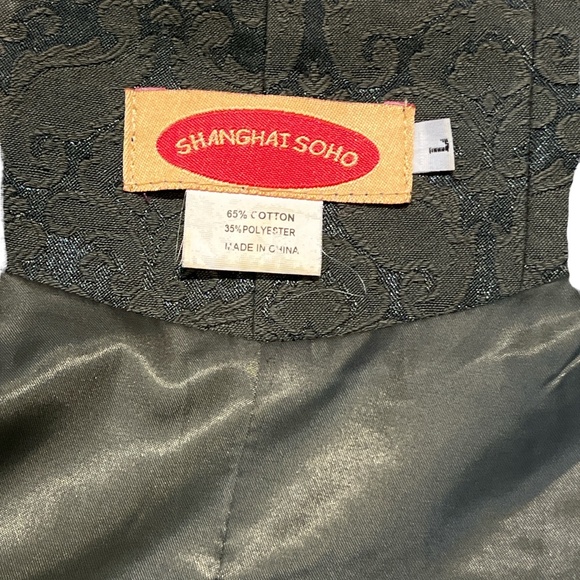 SHANGHAI SOHO Long Brocade Jacket Size Large Green Gorgeous Fabric - Picture 9 of 11